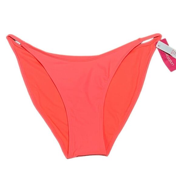 NWT Xhilaration Women’s High Leg Scoop Waist Coral Bikini Swim Bottoms, Size XL - Picture 1 of 7